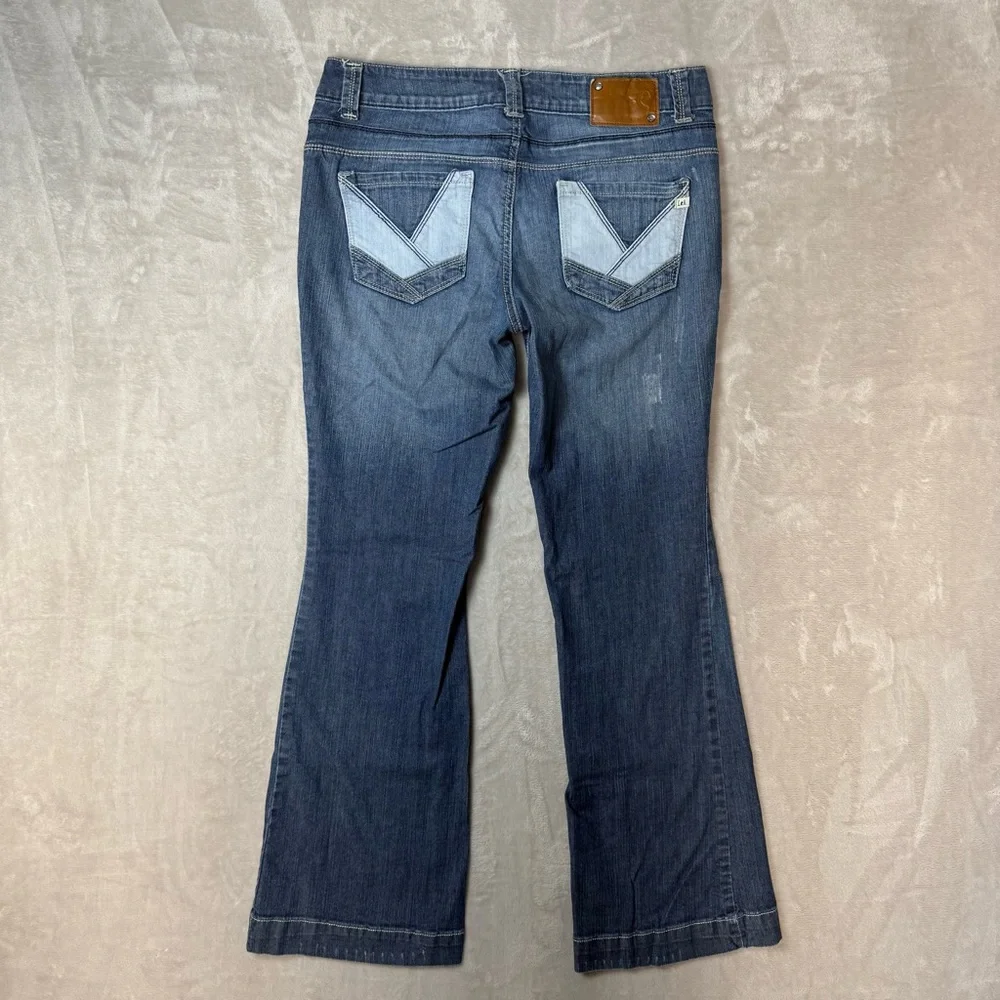L.e.i. Y2K Low Rise Flare Jeans | Patchwork Back Pockets | Size 13